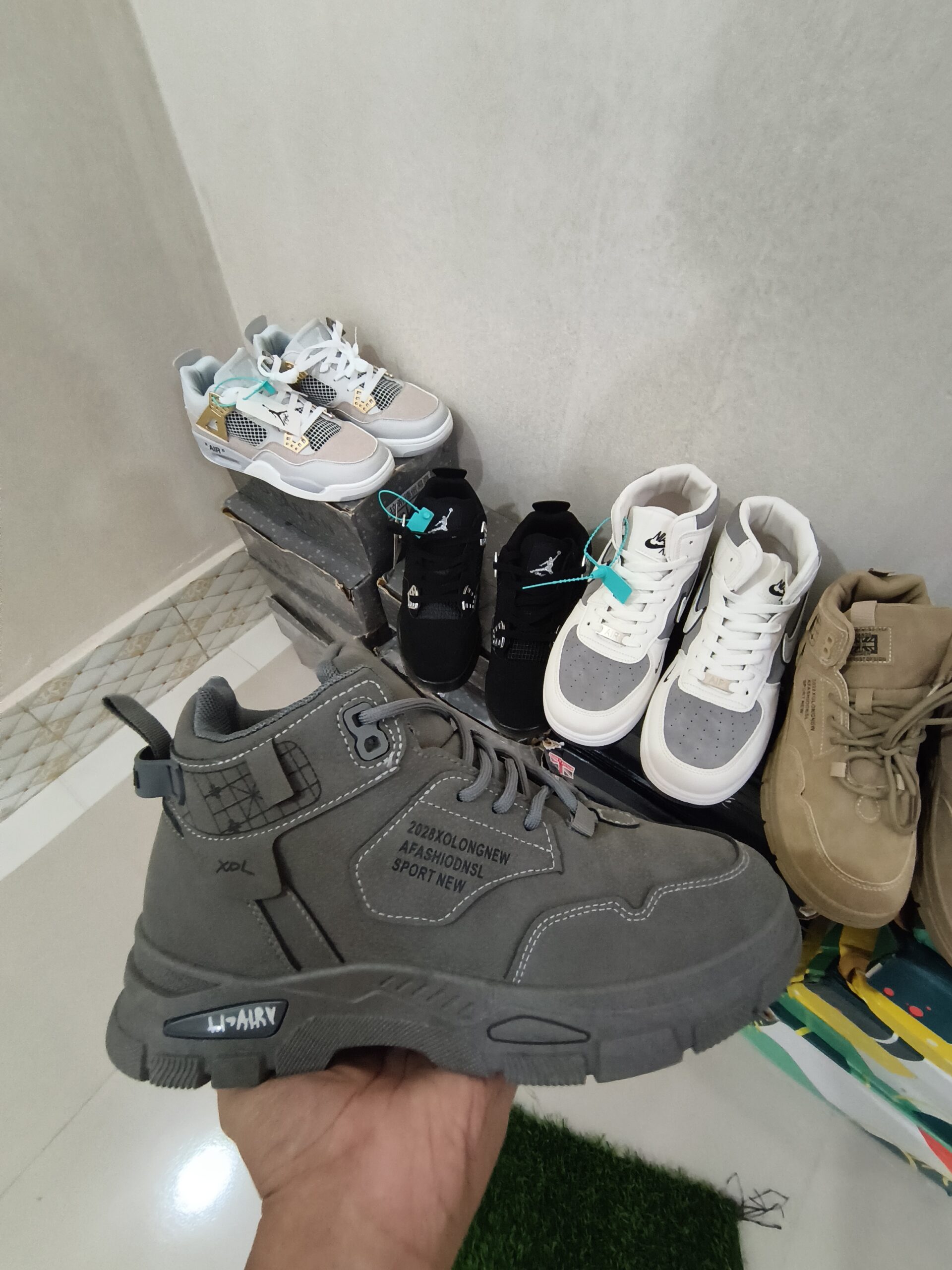 XDL High Ankle Sports Martin Boots – Grey & Khaki (Rough & Tough Edition) - Image 3